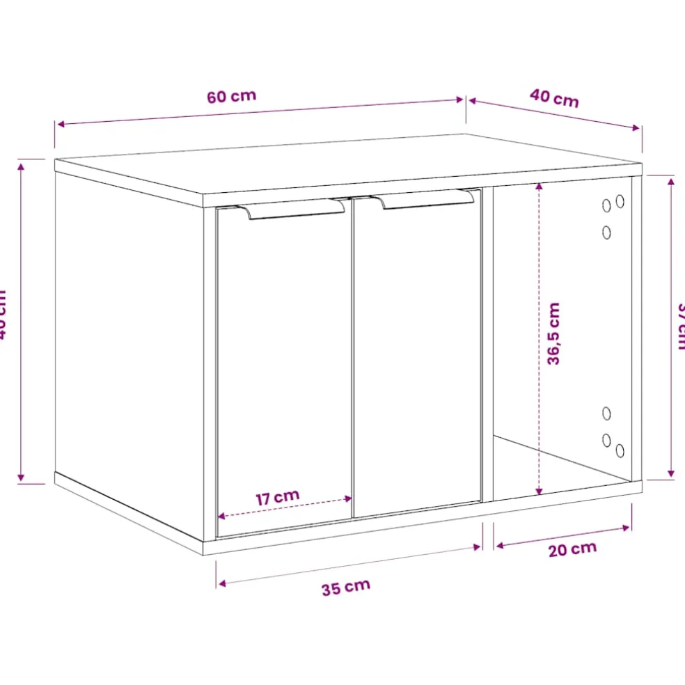 vidaXL Kattenbakkast 60x40x40 cm bewerkt hout wit