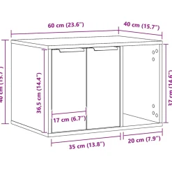 vidaXL Kattenbakkast 60x40x40 cm bewerkt hout oud houtkleurig