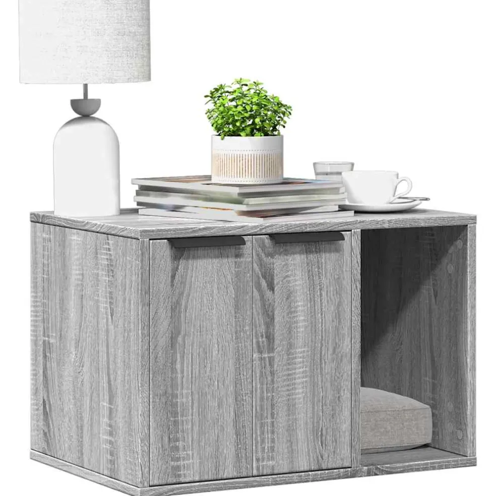 vidaXL Kattenbakkast 60x40x40 cm bewerkt hout grijs sonoma eikenkleur