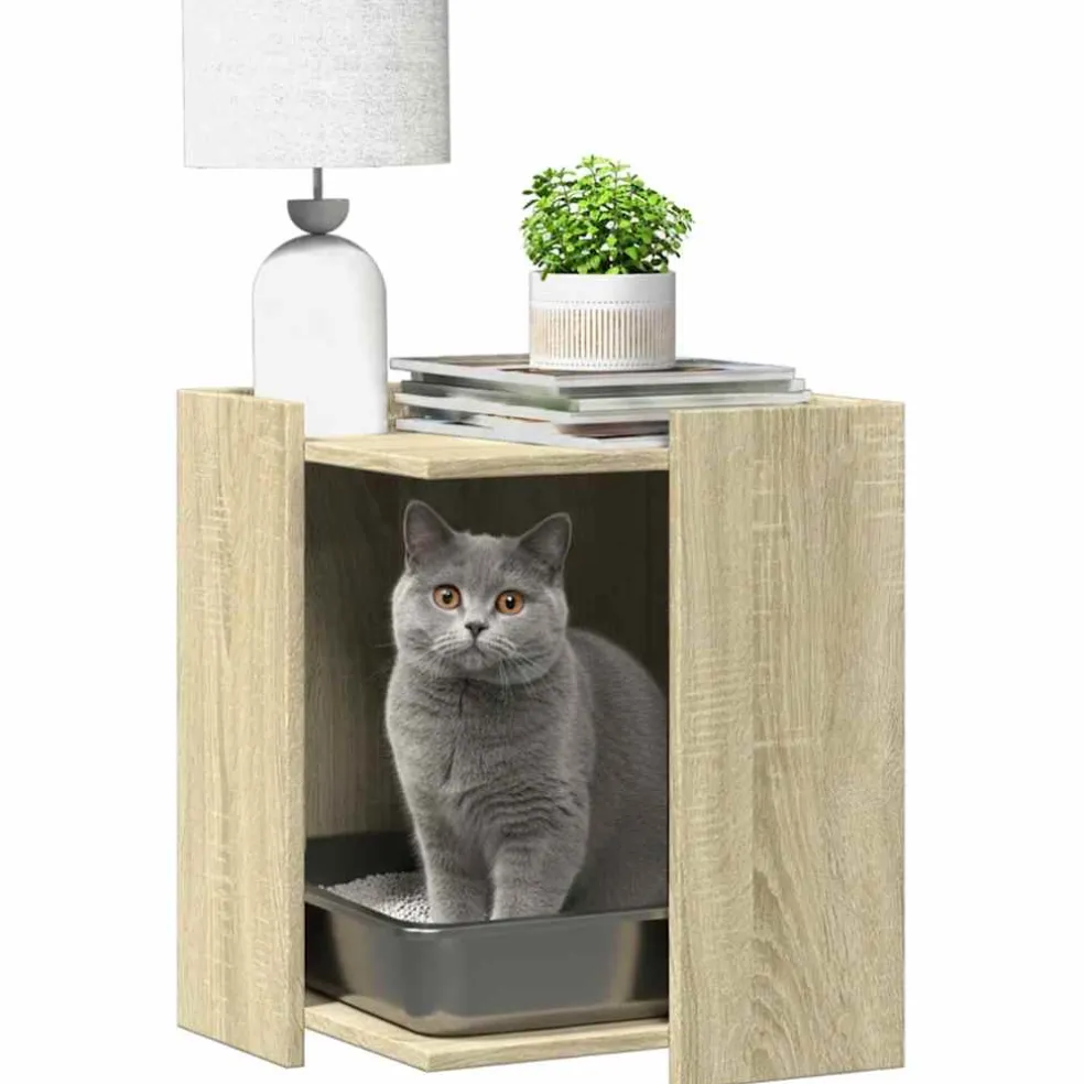 vidaXL Kattenbak Omheining Sonoma Eiken 42 x 42 x 51 cm