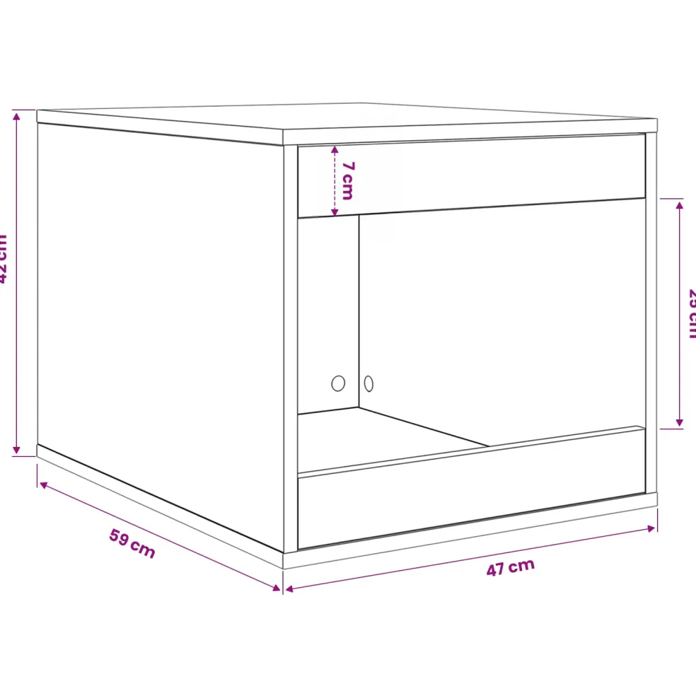 vidaXL Kattenbak Omheining Zwart Eiken 47 x 59 x 42 cm Bewerkt hout