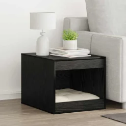 vidaXL Kattenbak Omheining Zwart Eiken 47 x 59 x 42 cm Bewerkt hout