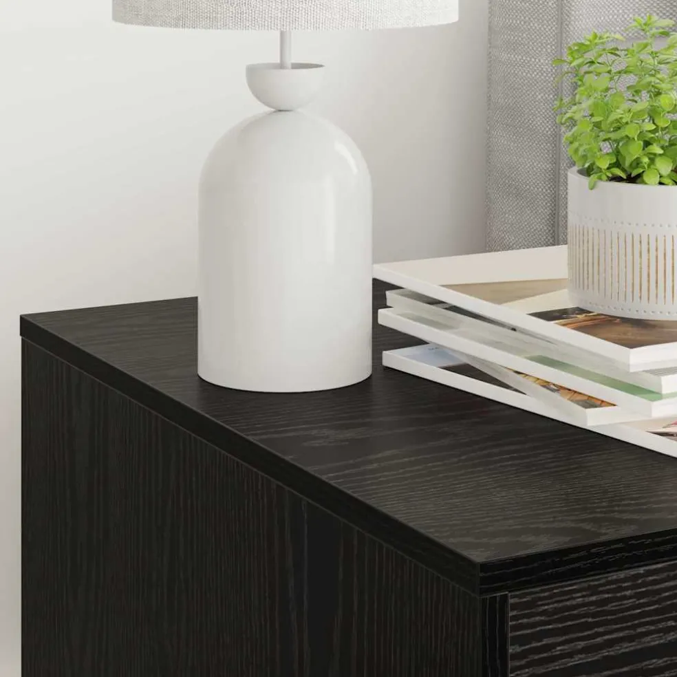 vidaXL Kattenbak Omheining Zwart Eiken 47 x 59 x 42 cm Bewerkt hout