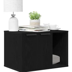 vidaXL Kattenbakomheining zwart eiken 60x40x40 cm bewerkt hout