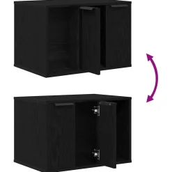 vidaXL Kattenbakomheining zwart eiken 60x40x40 cm bewerkt hout