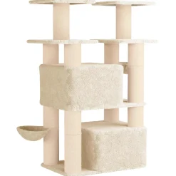 vidaXL Kattenboom met sisal krabpalen Crèmekleurig 147 cm 2 st