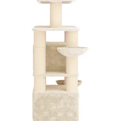 vidaXL Kattenboom met sisal krabpalen Crèmekleurig 147 cm 2 st