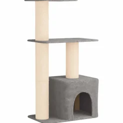 vidaXL Kattenboom met sisal krabpalen Lichtgrijs 133 cm