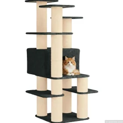 vidaXL Kattenboom met sisal krabpalen Donkergrijs 161 cm