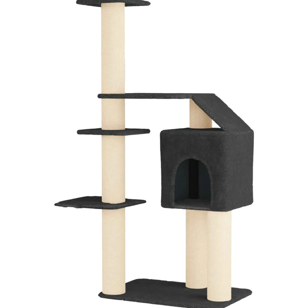 vidaXL Kattenboom met sisal krabpalen Donkergrijs 183 cm