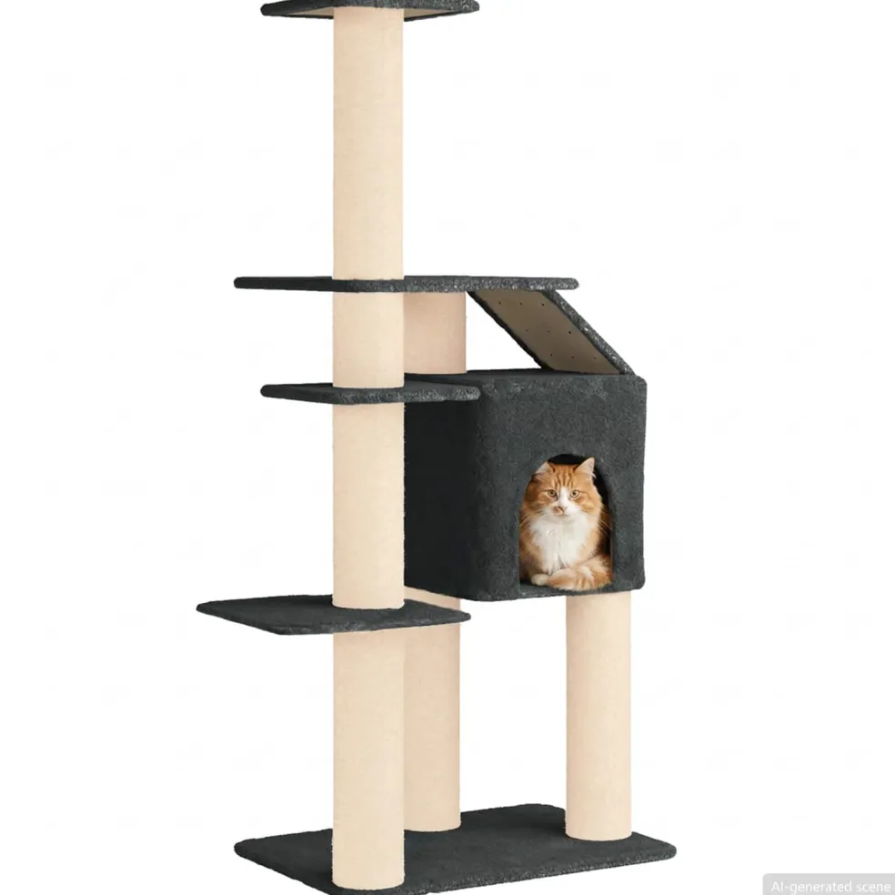 vidaXL Kattenboom met sisal krabpalen Donkergrijs 183 cm