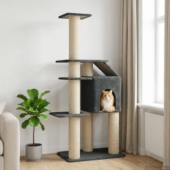 vidaXL Kattenboom met sisal krabpalen Donkergrijs 183 cm