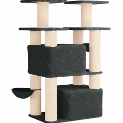 vidaXL Kattenboom met sisal krabpalen Donkergrijs 147 cm 2 st
