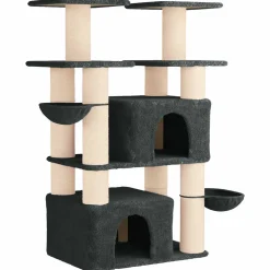 vidaXL Kattenboom met sisal krabpalen Donkergrijs 147 cm 2 st