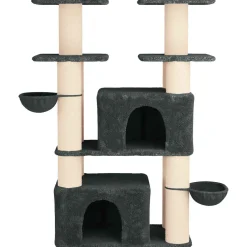 vidaXL Kattenboom met sisal krabpalen Donkergrijs 147 cm 2 st