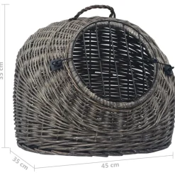 vidaXL Kattendrager 45x35x35 cm natuurlijk wilgenhout grijs
