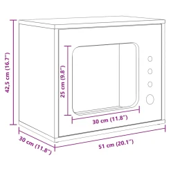 vidaXL Kattenhuis Artisanaal eiken 51 x 30 x 42,5 cm Bewerkt hout