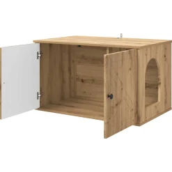 vidaXL Kattenhuis Artisanaal eiken 85 x 55 x 50,5 cm Bewerkt hout