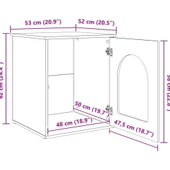 vidaXL Kattenhuis Gerookt eiken 53 x 52 x 62 cm Bewerkt hout