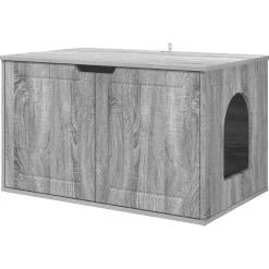 vidaXL Kattenhuis Grijs Sonoma 85 x 55 x 50,5 cm Bewerkt hout