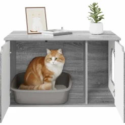vidaXL Kattenhuis Grijs Sonoma 85 x 55 x 50,5 cm Bewerkt hout