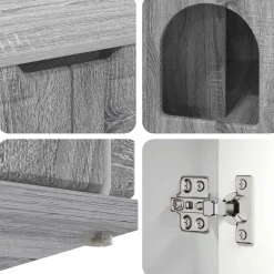 vidaXL Kattenhuis Grijs Sonoma 85 x 55 x 50,5 cm Bewerkt hout