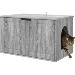 vidaXL Kattenhuis Grijs Sonoma 85 x 55 x 50,5 cm Bewerkt hout
