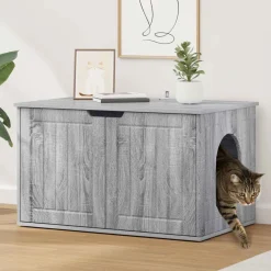 vidaXL Kattenhuis Grijs Sonoma 85 x 55 x 50,5 cm Bewerkt hout