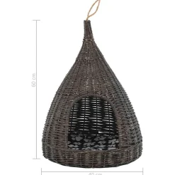 vidaXL Kattenhuis met kussen tipi 40x60 cm natuurlijk wilgen grijs