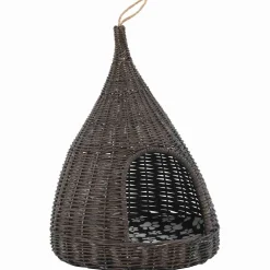 vidaXL Kattenhuis met kussen tipi 40x60 cm natuurlijk wilgen grijs