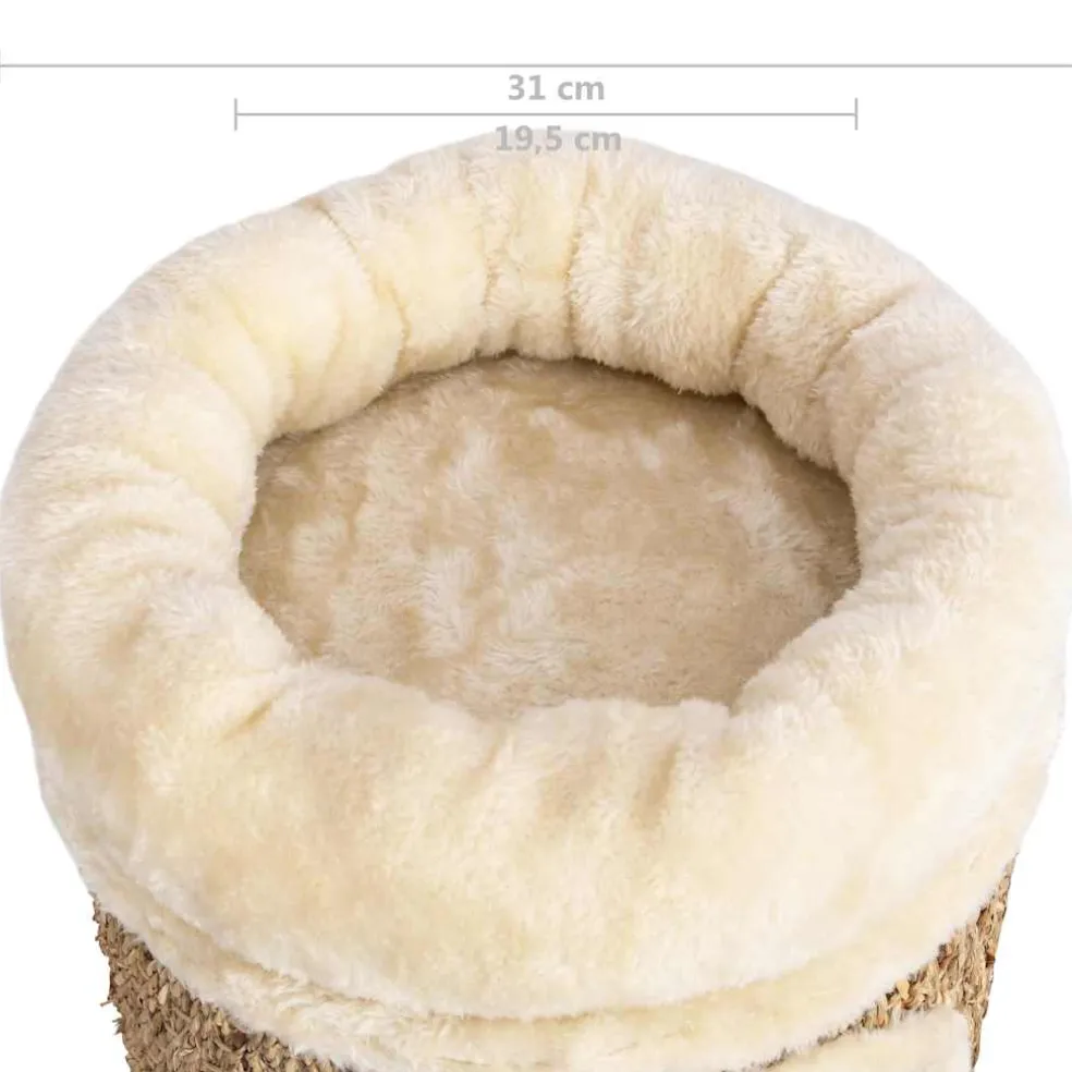 vidaXL Kattenhuis met luxe kussen 33 cm zeegras