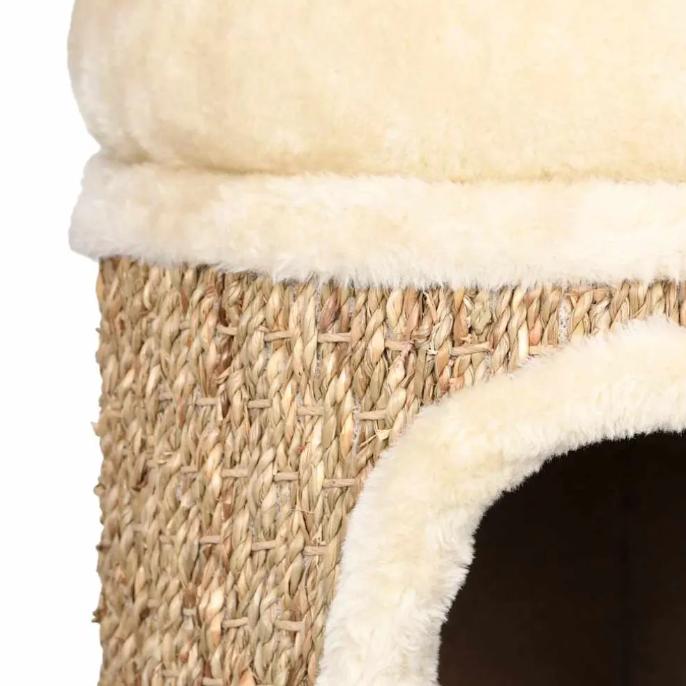 vidaXL Kattenhuis met luxe kussen 33 cm zeegras