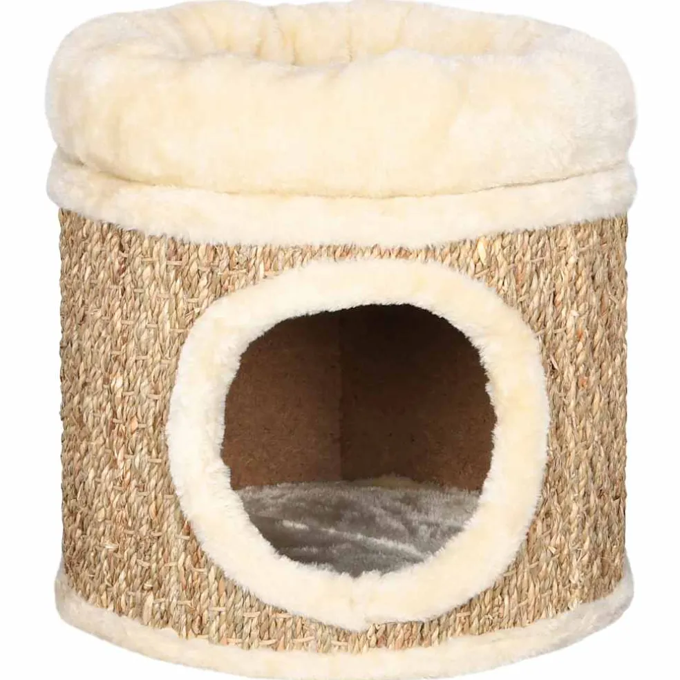 vidaXL Kattenhuis met luxe kussen 33 cm zeegras