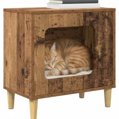 vidaXL Kattenhuis Oud hout 51 x 30 x 52 cm Bewerkt hout