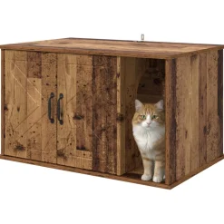 vidaXL Kattenhuis Oud hout 85 x 55 x 50,5 cm Bewerkt hout