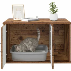 vidaXL Kattenhuis Oud hout 85 x 55 x 50,5 cm Bewerkt hout