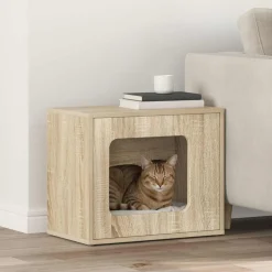 vidaXL Kattenhuis Sonoma Eiken 51 x 30 x 42,5 cm Bewerkt hout