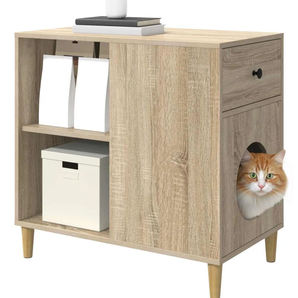 vidaXL Kattenhuis Sonoma Eiken 72 x 42,5 x 70 cm Bewerkt hout