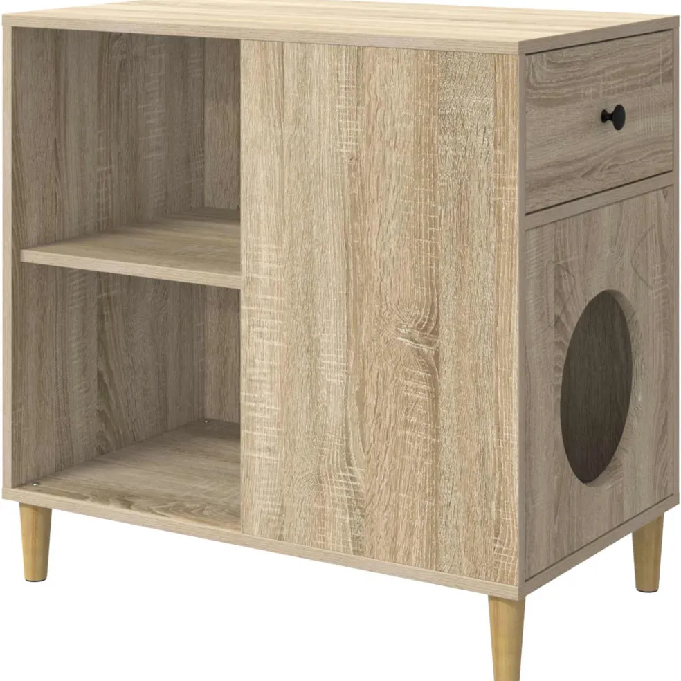vidaXL Kattenhuis Sonoma Eiken 72 x 42,5 x 70 cm Bewerkt hout