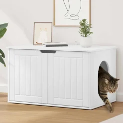 vidaXL Kattenhuis Wit 85 x 55 x 50,5 cm Bewerkt hout