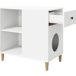 vidaXL Kattenhuis Wit 72 x 42,5 x 70 cm Bewerkt hout