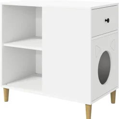 vidaXL Kattenhuis Wit 72 x 42,5 x 70 cm Bewerkt hout