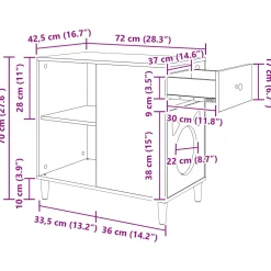 vidaXL Kattenhuis Wit 72 x 42,5 x 70 cm Bewerkt hout