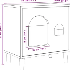 vidaXL Kattenhuis Zwart 51 x 30 x 52 cm Bewerkt hout