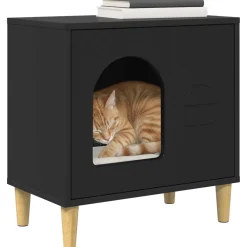 vidaXL Kattenhuis Zwart 51 x 30 x 52 cm Bewerkt hout