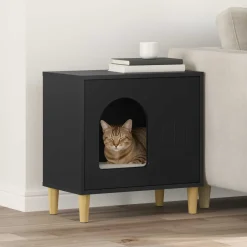 vidaXL Kattenhuis Zwart 51 x 30 x 52 cm Bewerkt hout