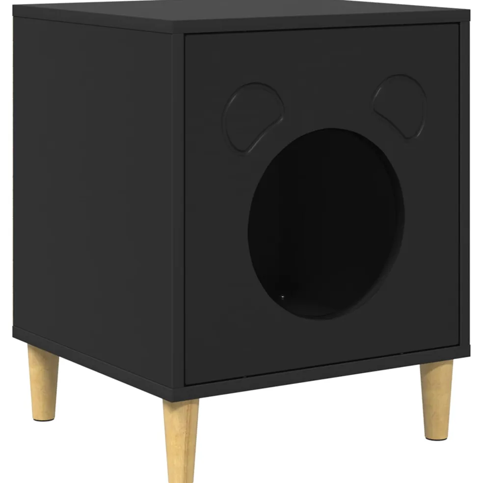 vidaXL Kattenhuis Zwart 42,5 x 40 x 53 cm Bewerkt hout