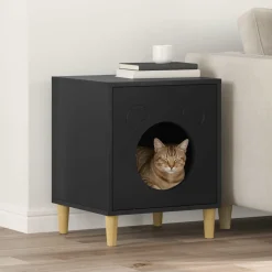 vidaXL Kattenhuis Zwart 42,5 x 40 x 53 cm Bewerkt hout