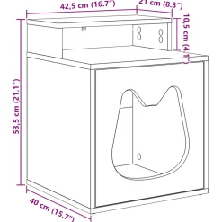 vidaXL Kattenhuis Zwart 42,5 x 40 x 53,5 cm Bewerkt hout