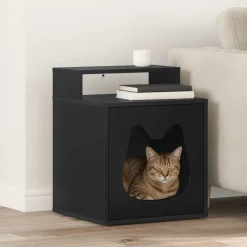 vidaXL Kattenhuis Zwart 42,5 x 40 x 53,5 cm Bewerkt hout
